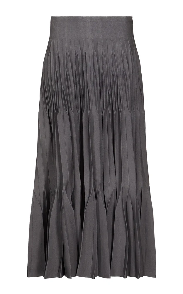 Pleated Silk-Blend Midi Dress