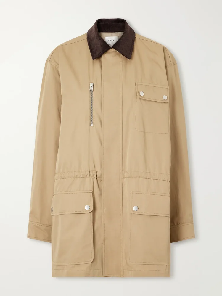 The Safari drawstring corduroy-trimmed cotton-twill jacket