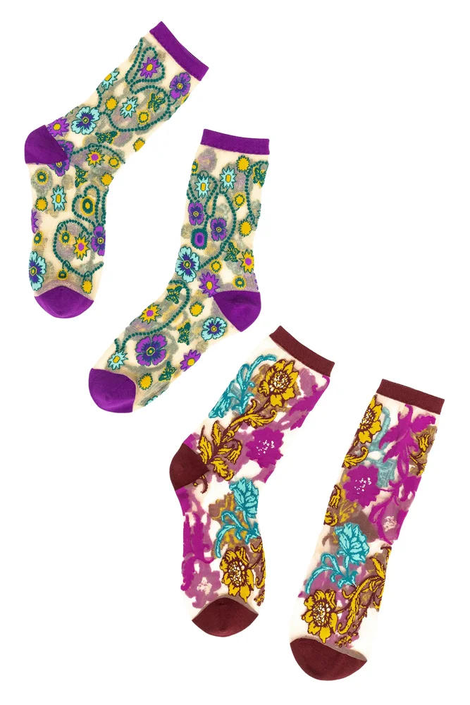 Baroque Botanicals Assorted 2-Pack Sheer Crew Socks