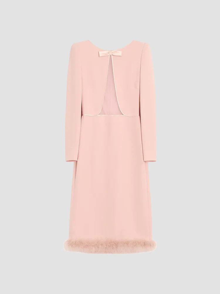 Cady Couture Midi Dress with Feathers