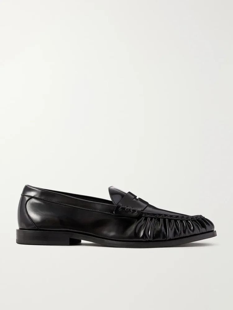 Louee Gathered Leather Loafers