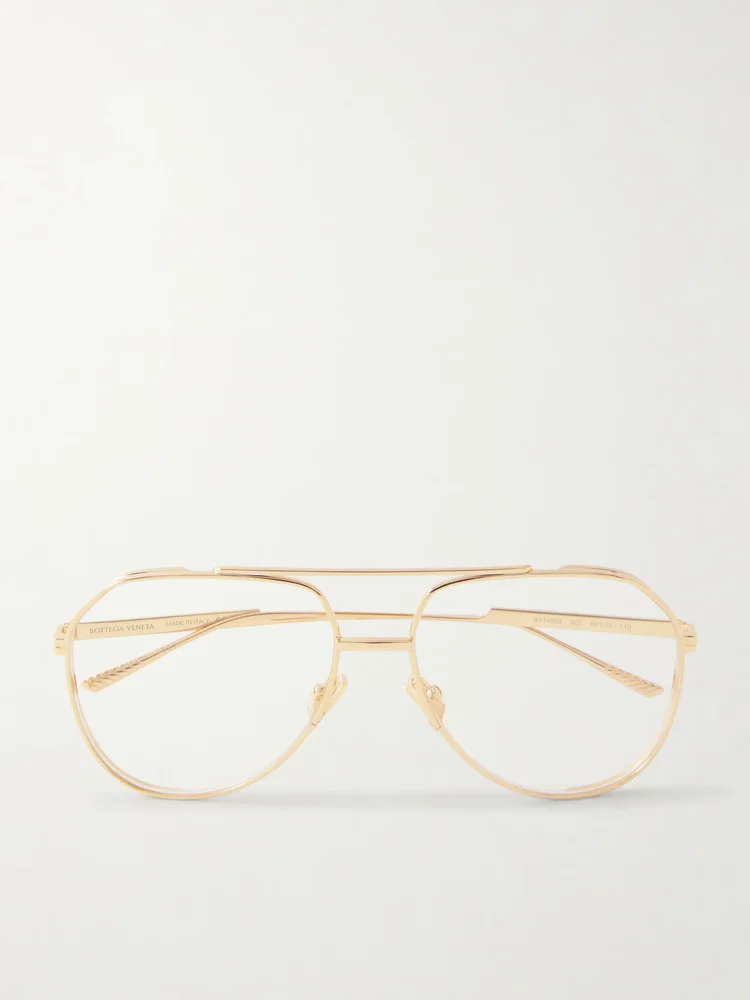 Aviator-frame gold-tone metal sunglasses