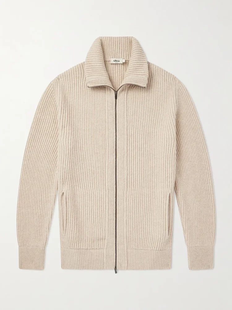 Ribbed Virgin Wool Cardigan