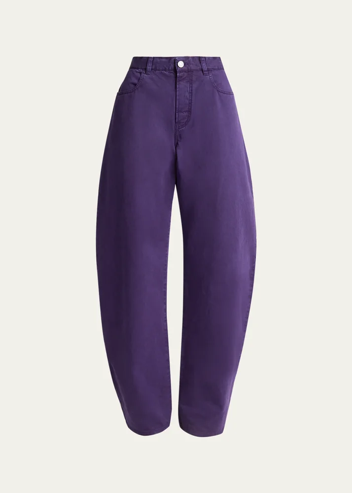 Tinted Denim Barrel-Leg Pants
