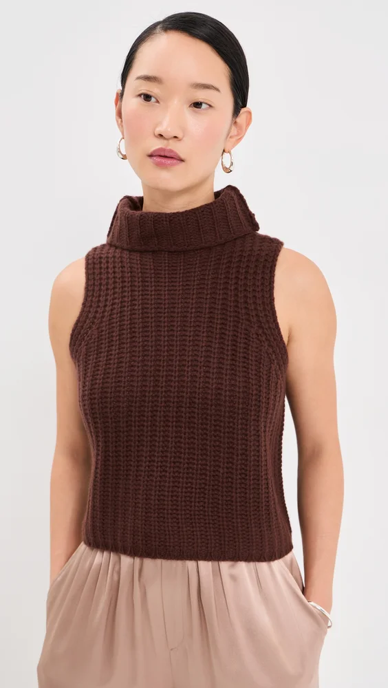 Saige Cropped Cashmere Turtleneck Pullover