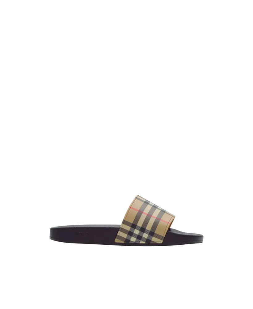 Check Slide Sandals