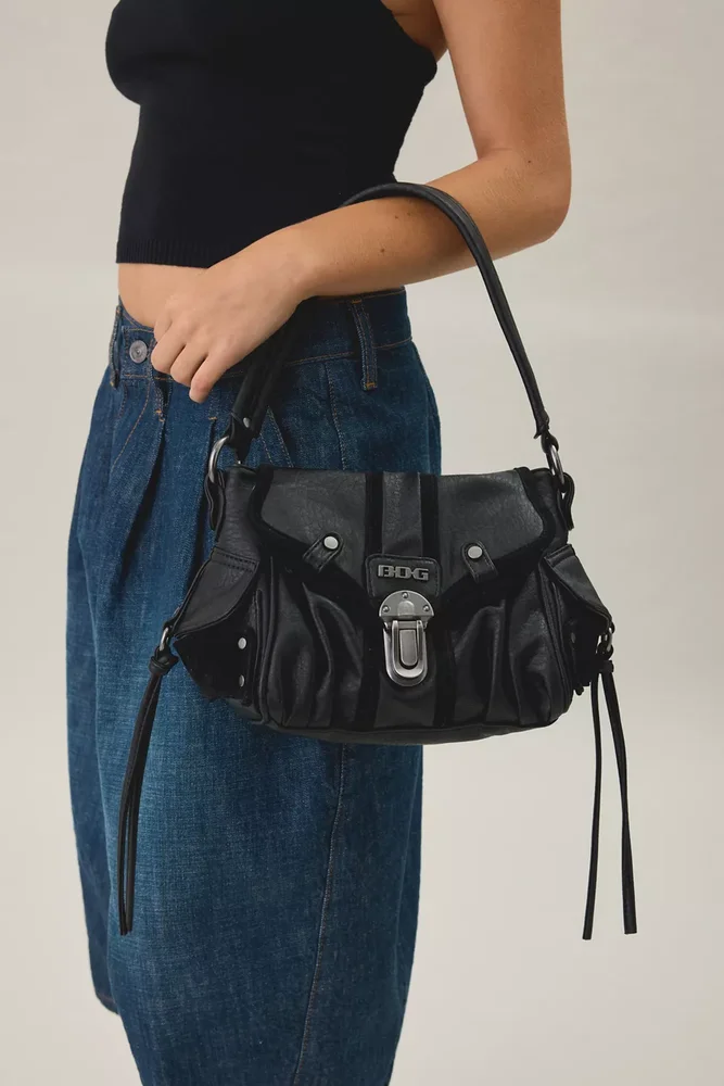 Sophia Buckled Faux Leather Shoulder Bag
