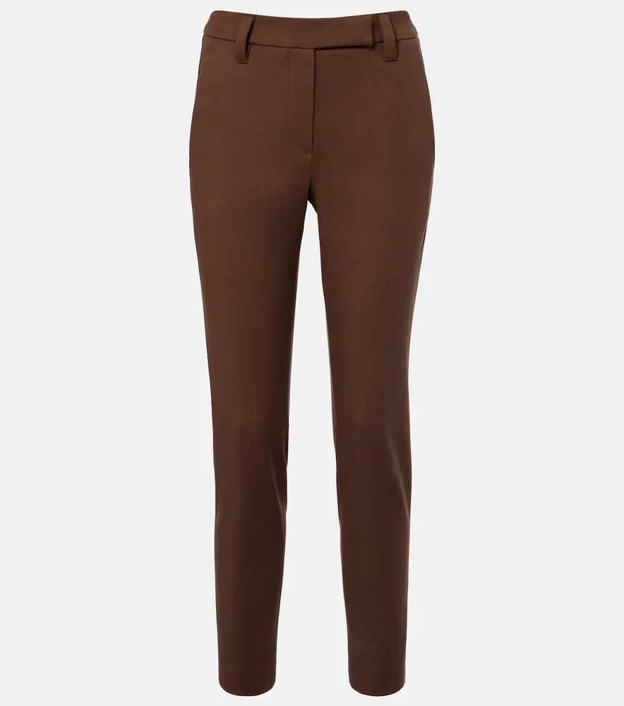 Cotton-blend slim pants