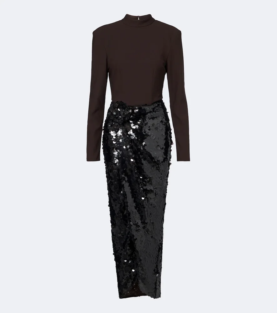Gathered sequined cocktail dress