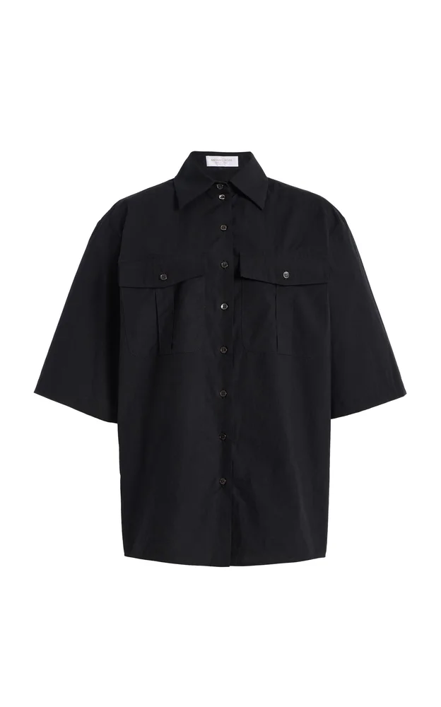 Boxy Washed Cotton-Poplin Camp Shirt