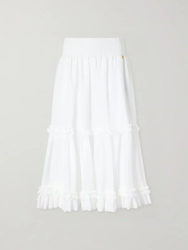 Ruffled poplin maxi skirt