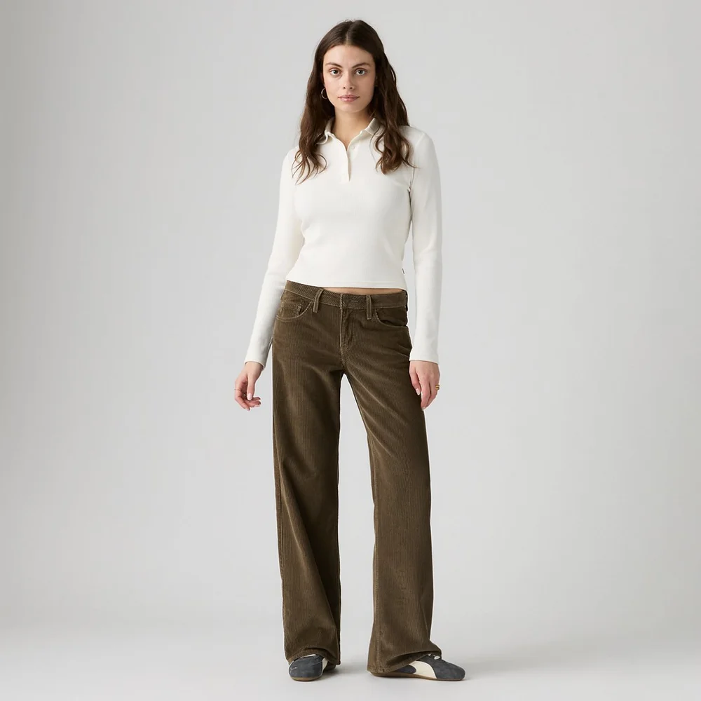 Low Loose Corduroy Pants in Canteen, Brown