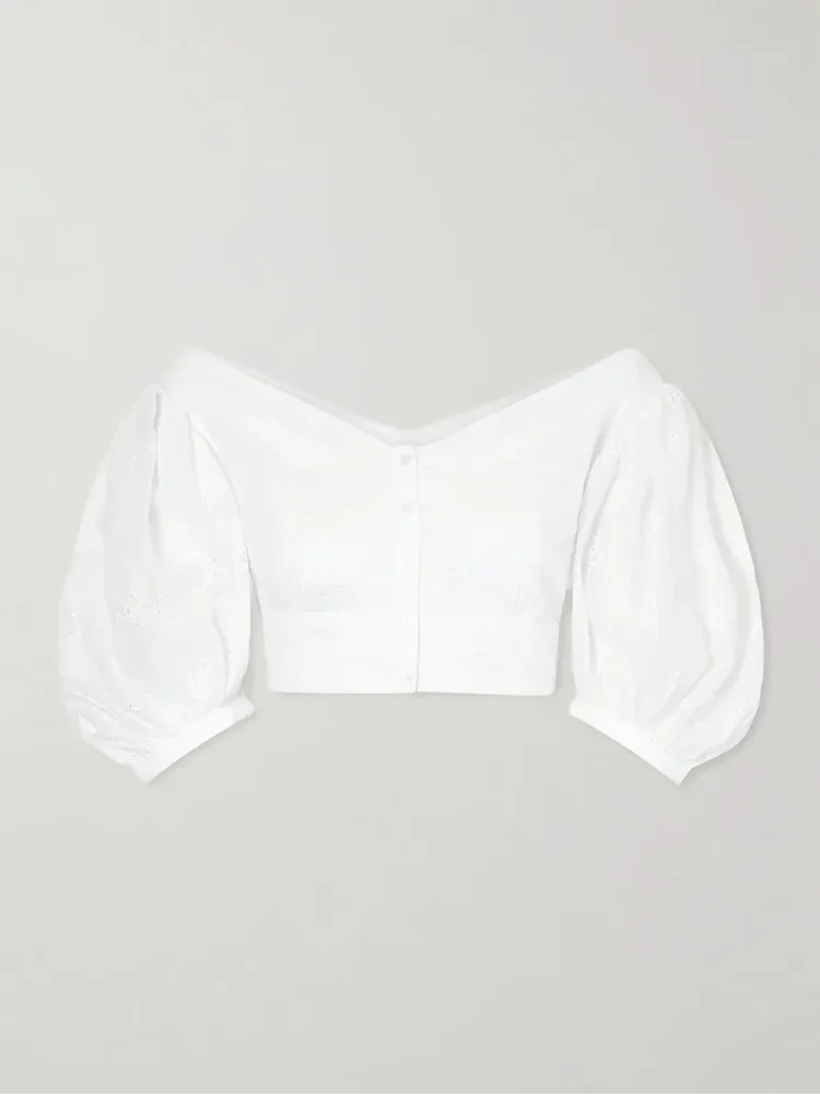 Clara embroidered cotton-voile blouse