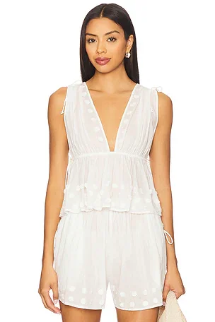 Ulla Johnson Anya Plunge V Neck Top Coverup