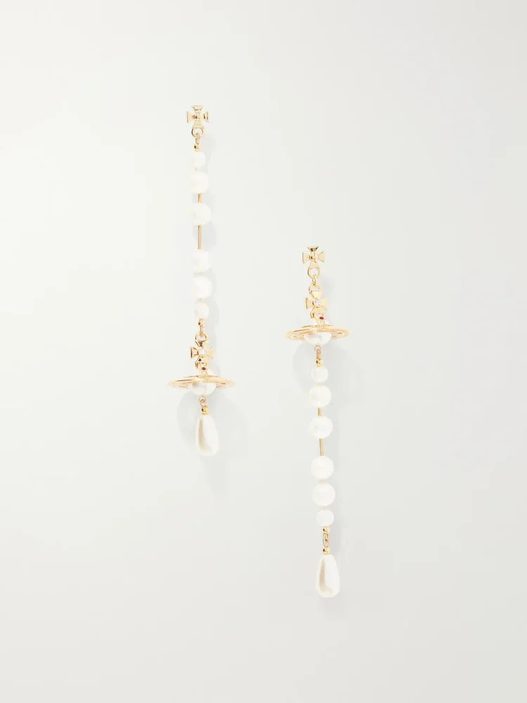 Broken Pearl gold-tone earrings