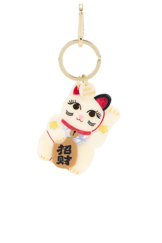 Hand-Painted Maneki-Neko Cat Bag Charm & Keychain
