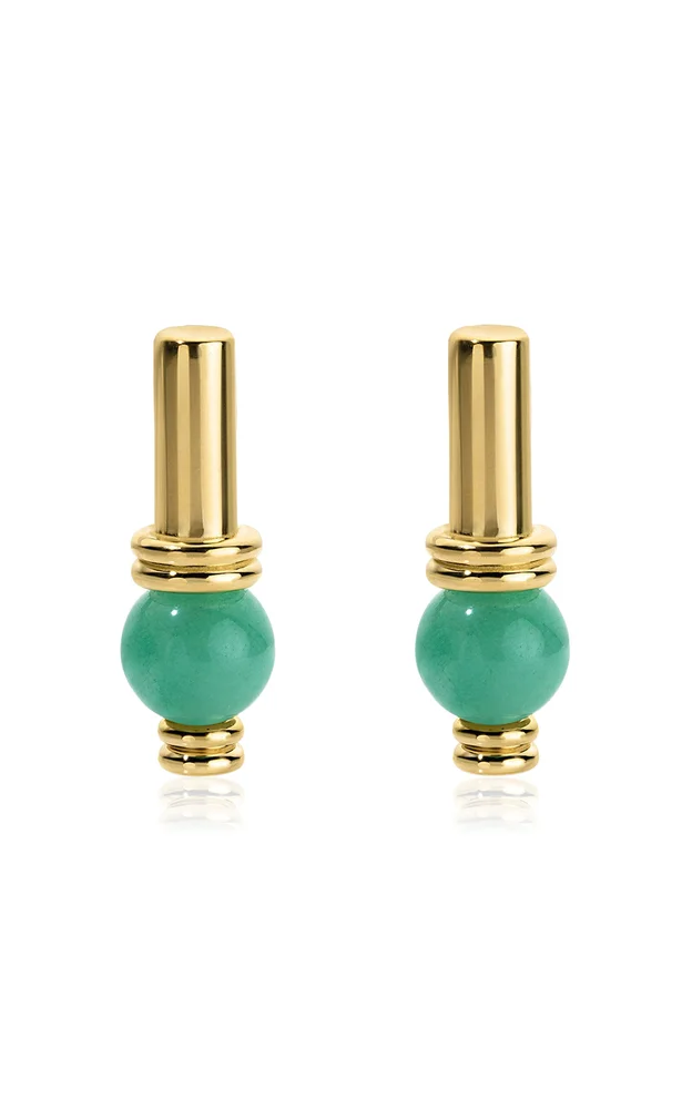 Gilda Short 18K Yellow Gold Jade Stick Earrings
