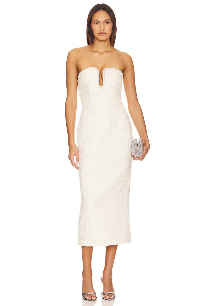 Sequin Boucle Midi Dress
