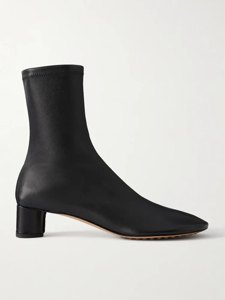 Cherry leather ankle boots