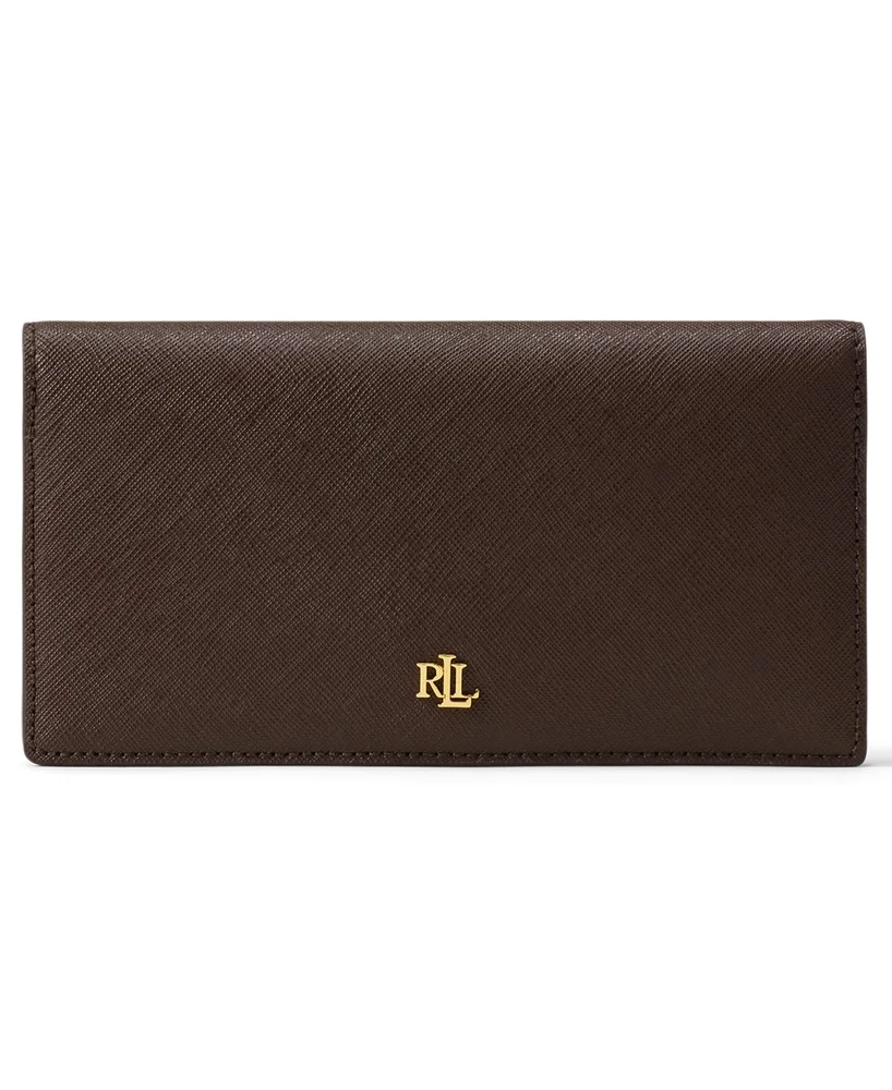 Crosshatch Leather Slim Snap Closure Wallet