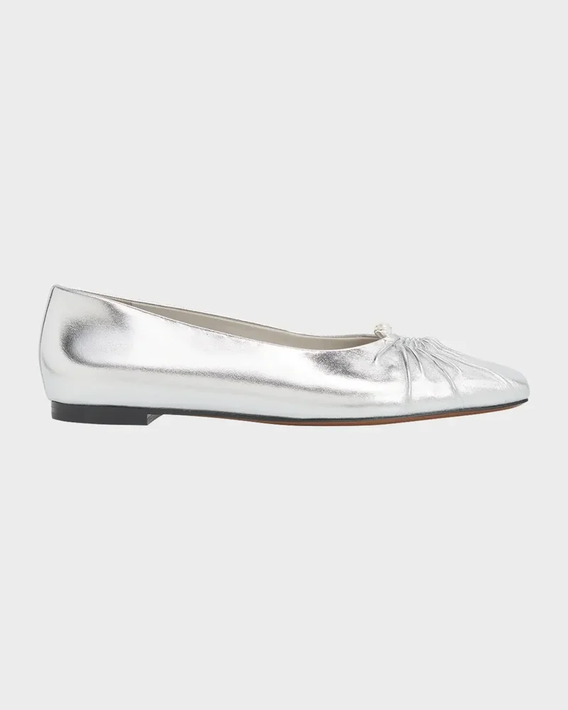 Dany Ruched Leather Ballet Flats