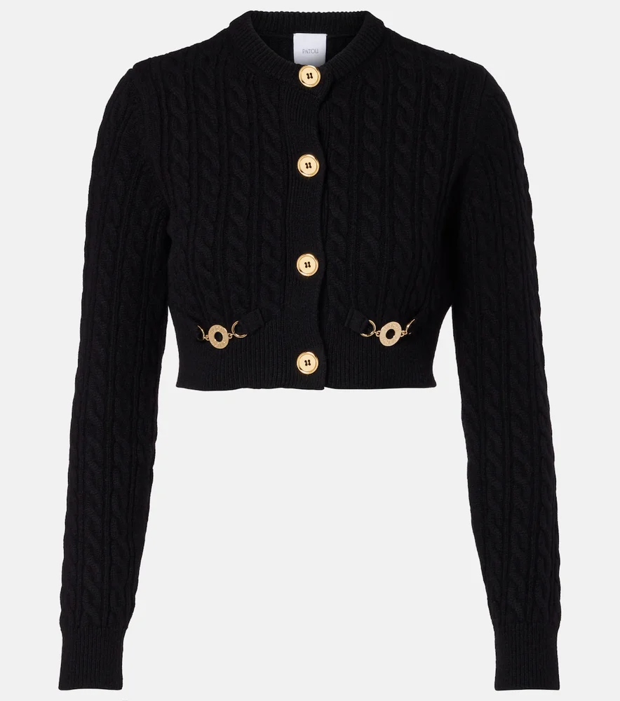 Cable-knit wool and cashmere cardigan