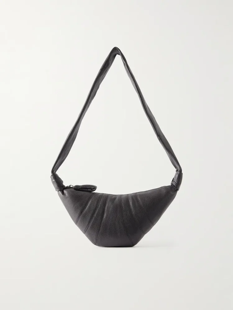 Croissant small paneled textured-leather shoulder bag