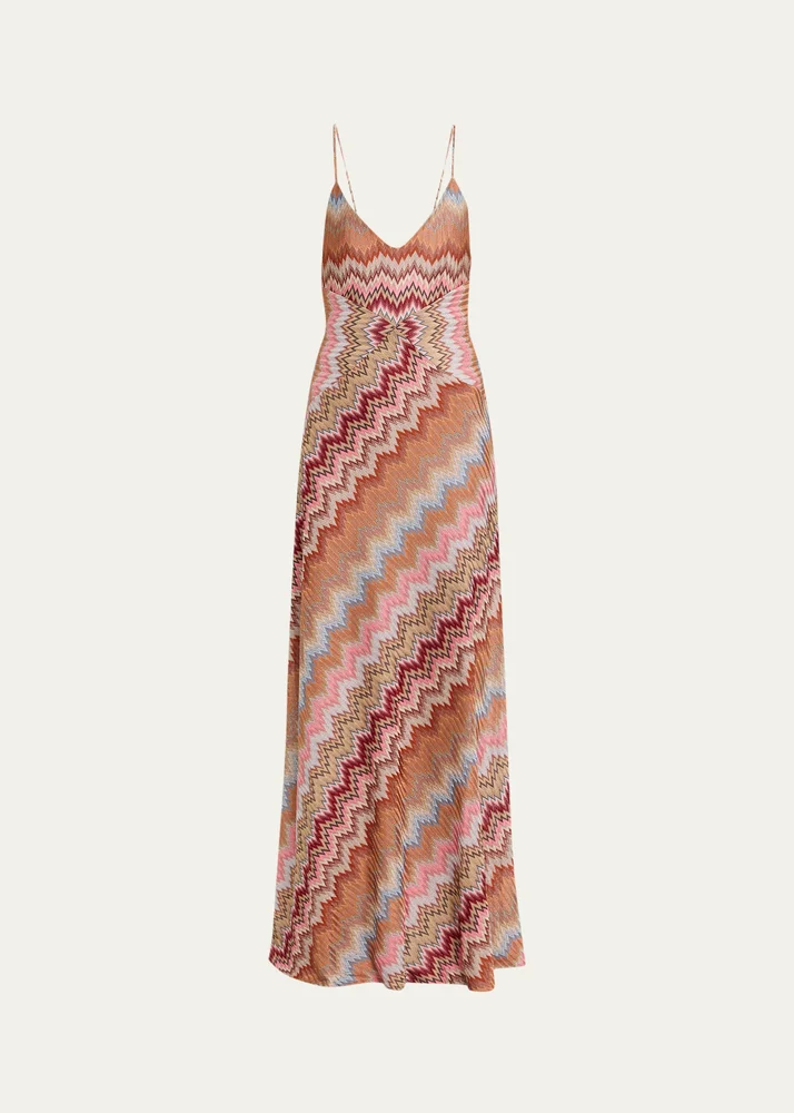 Multicolor Snake Chevron Sleeveless Gown