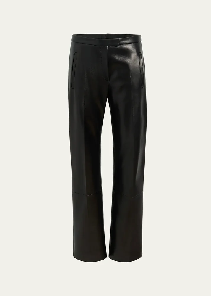Miles Leather Straight-Leg Pants