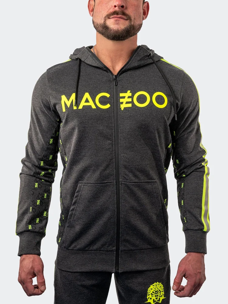 Maceoo - Men's Luxury Designer Monogram Grey Hoodie