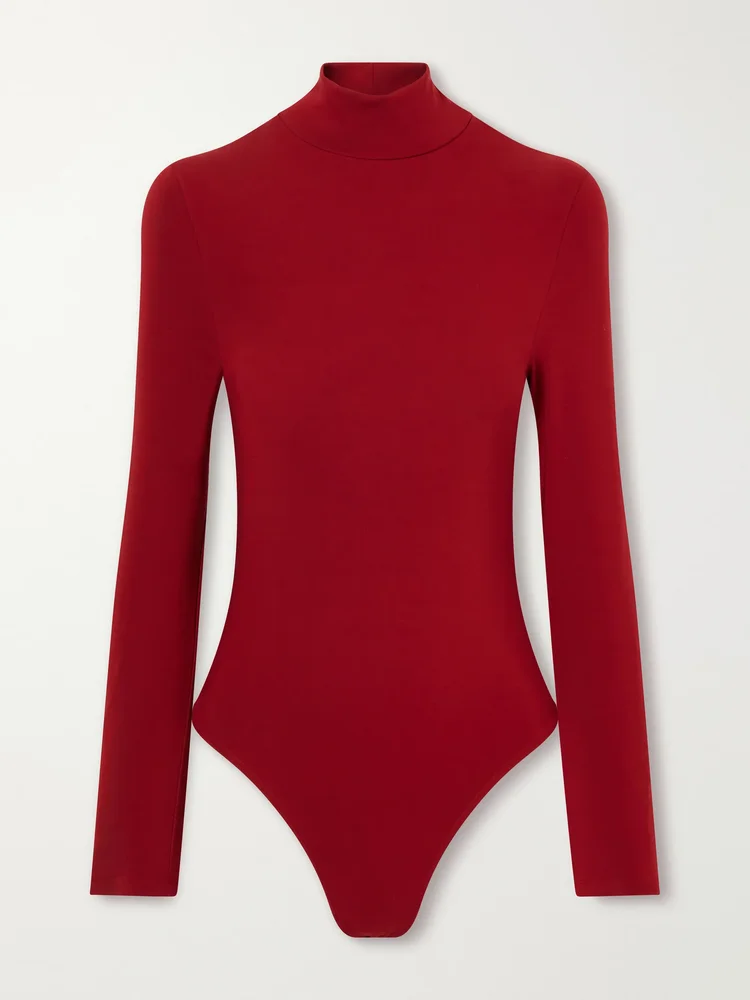 Joyce Stretch-Jersey Turtleneck Bodysuit