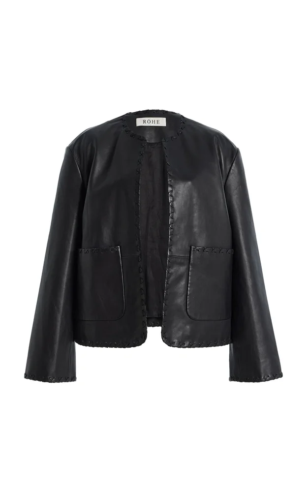 Blanket-Stitched Leather Jacket