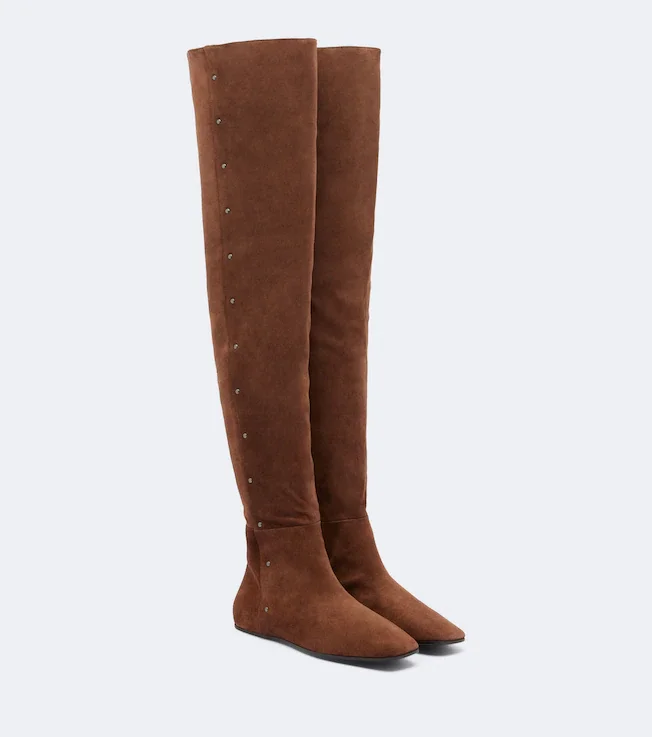 Studded suede over-the-knee boots