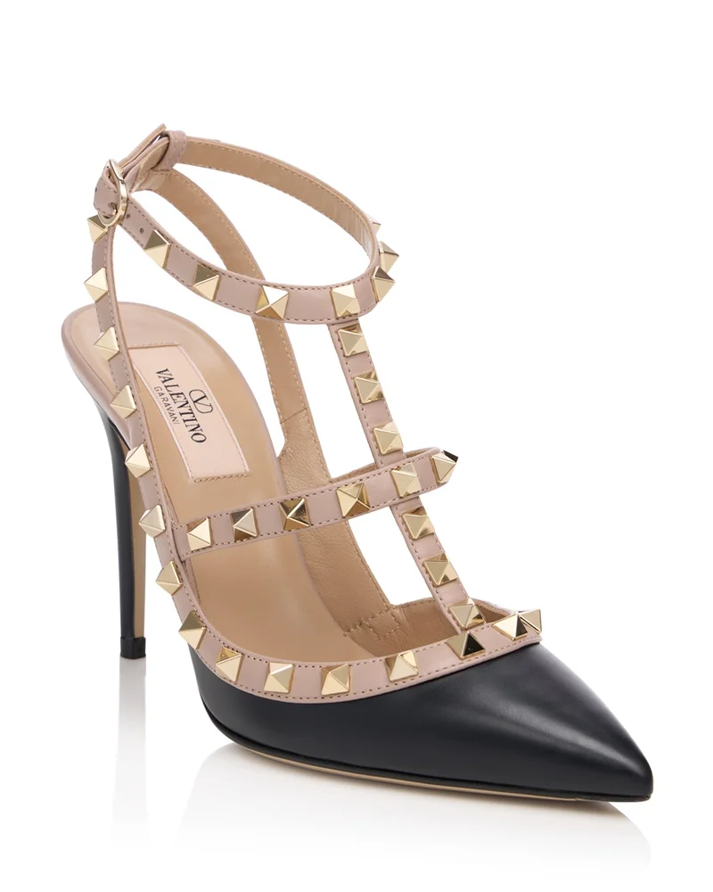 Rockstud Embellished Caged Pumps