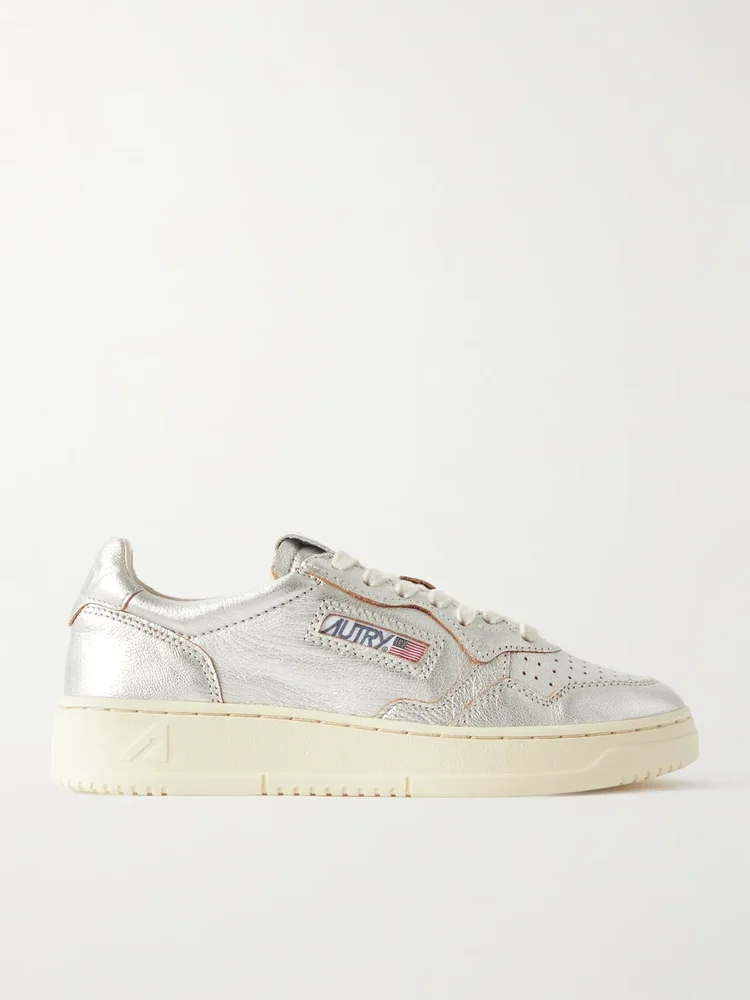 Medalist Low metallic textured-leather sneakers