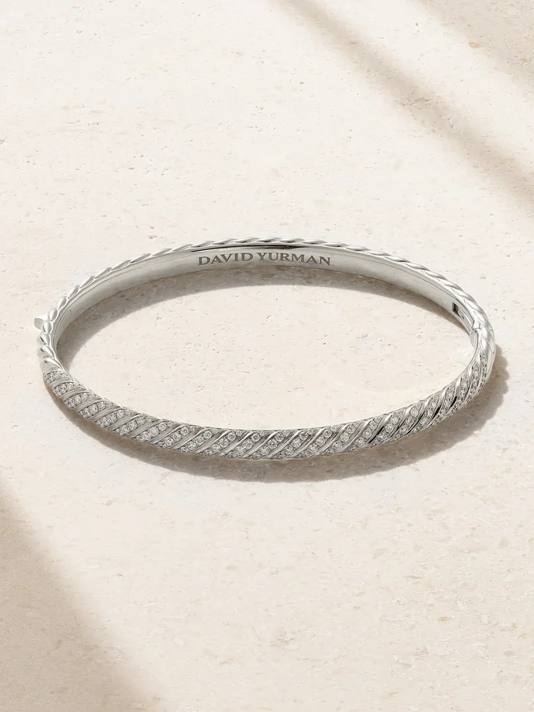 Sculpted Cable 18-karat white gold diamond bangle