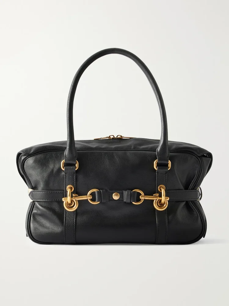 Embellished leather shoulder bag