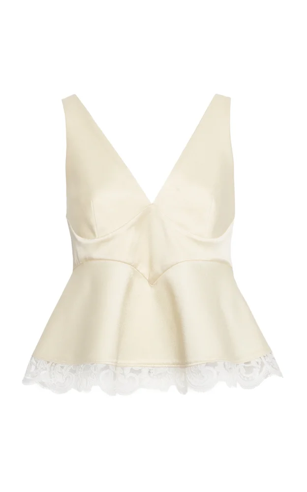 Lace-Trimmed Satin Bustier Top