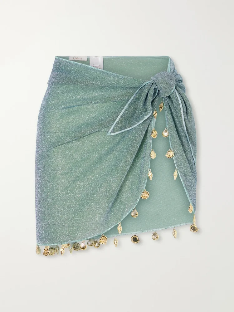Lumière embellished Lurex pareo