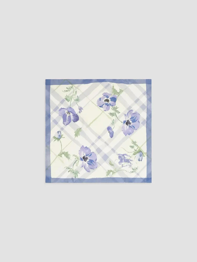 Check Watercolor Silk Scarf