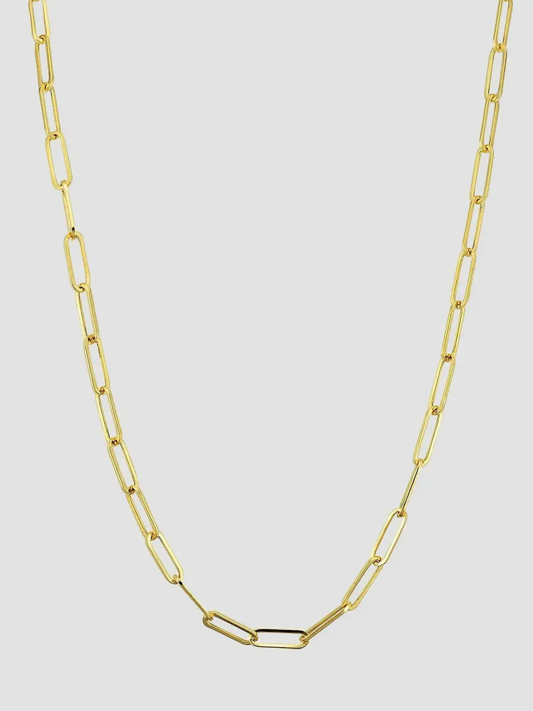 18K Yellow Solid Gold Venice Link Necklace