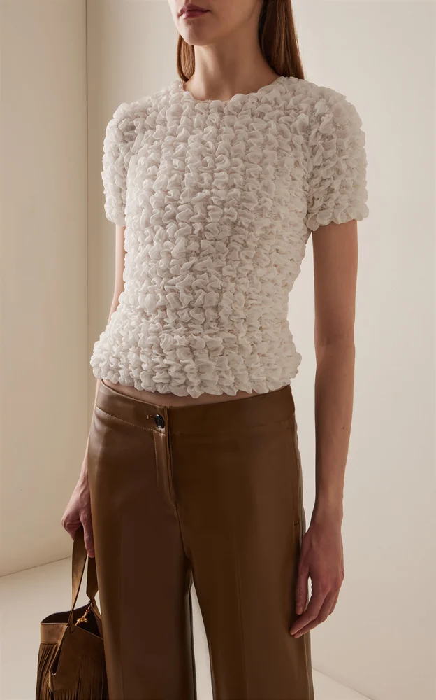 Polly Smocked Silk-Chiffon Top