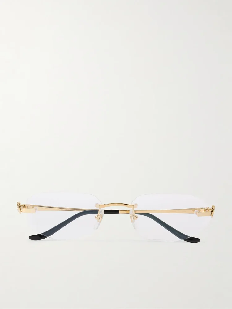Panthère Classic rimless oval-frame gold-tone optical glasses