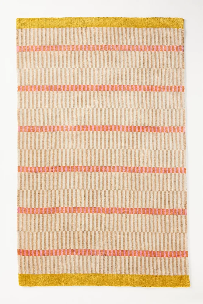 Hand-Loomed Wool and Jute Striped Rug