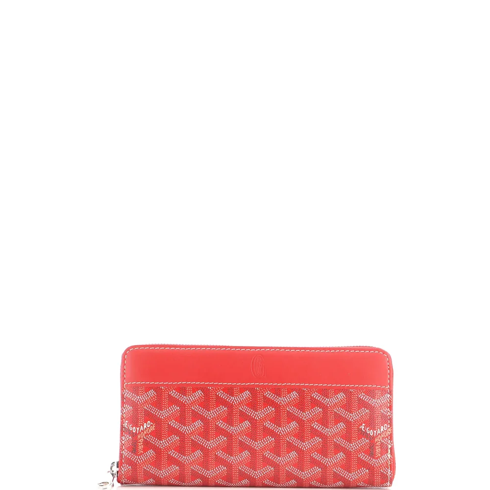 Pre-Owned Matignon Zip Wallet Coated Canvas With Leather, Red