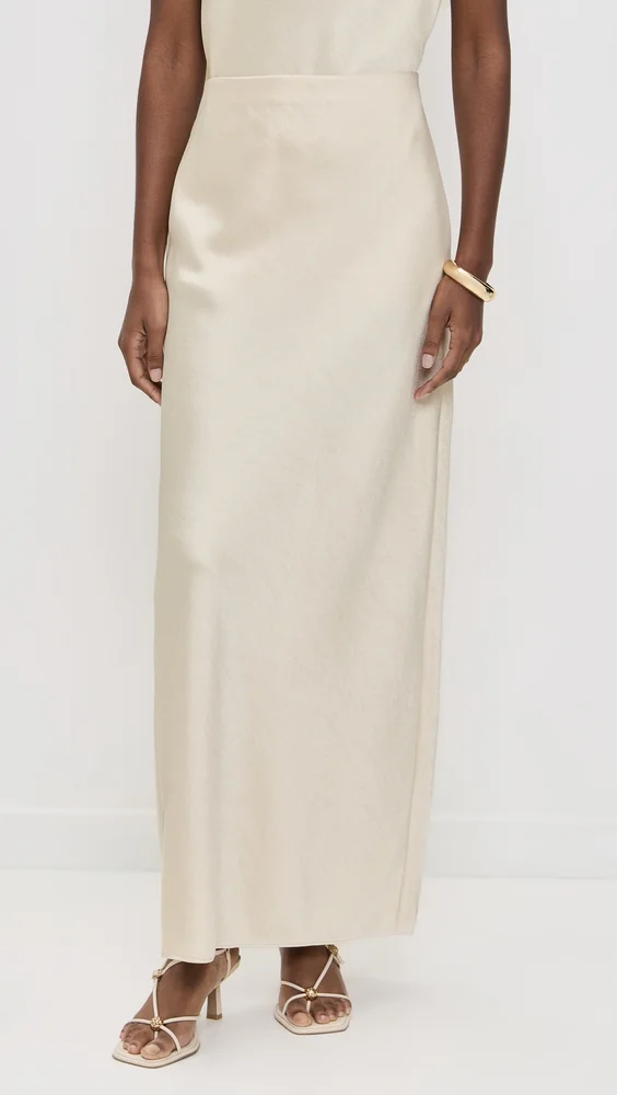 Fluid Satin Column Skirt