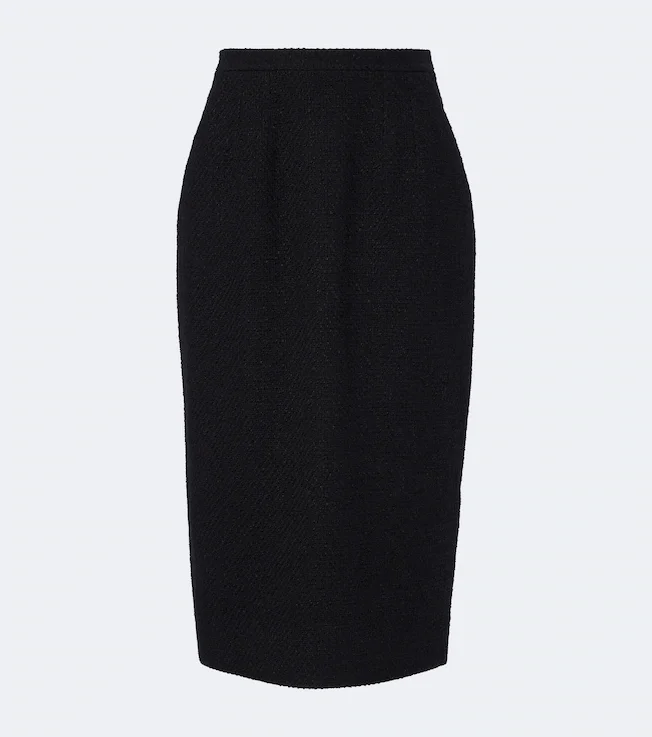 Cotton and linen-blend tweed pencil skirt