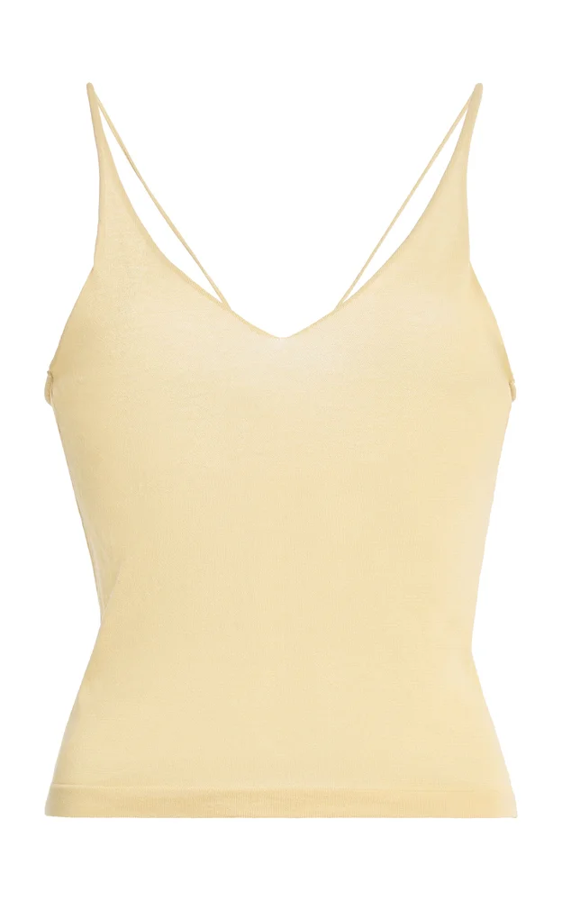 Cotton-Blend Sheer Knit Cami Top