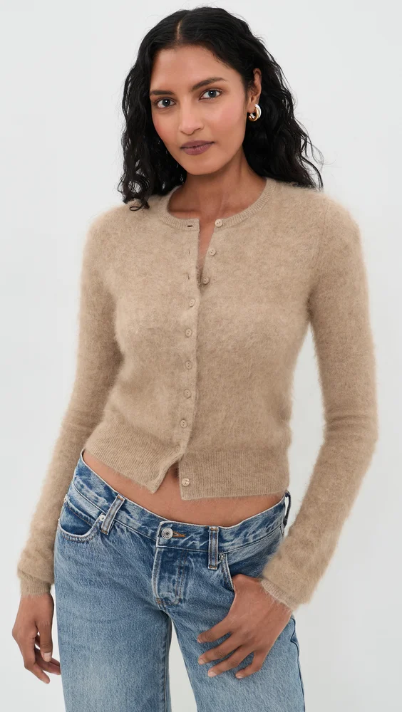 Caspia Brushed Cashmere Cropped Cardigan
