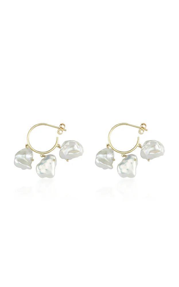Pearls of Joy Small 14K Yellow-Gold Hoop Earrings